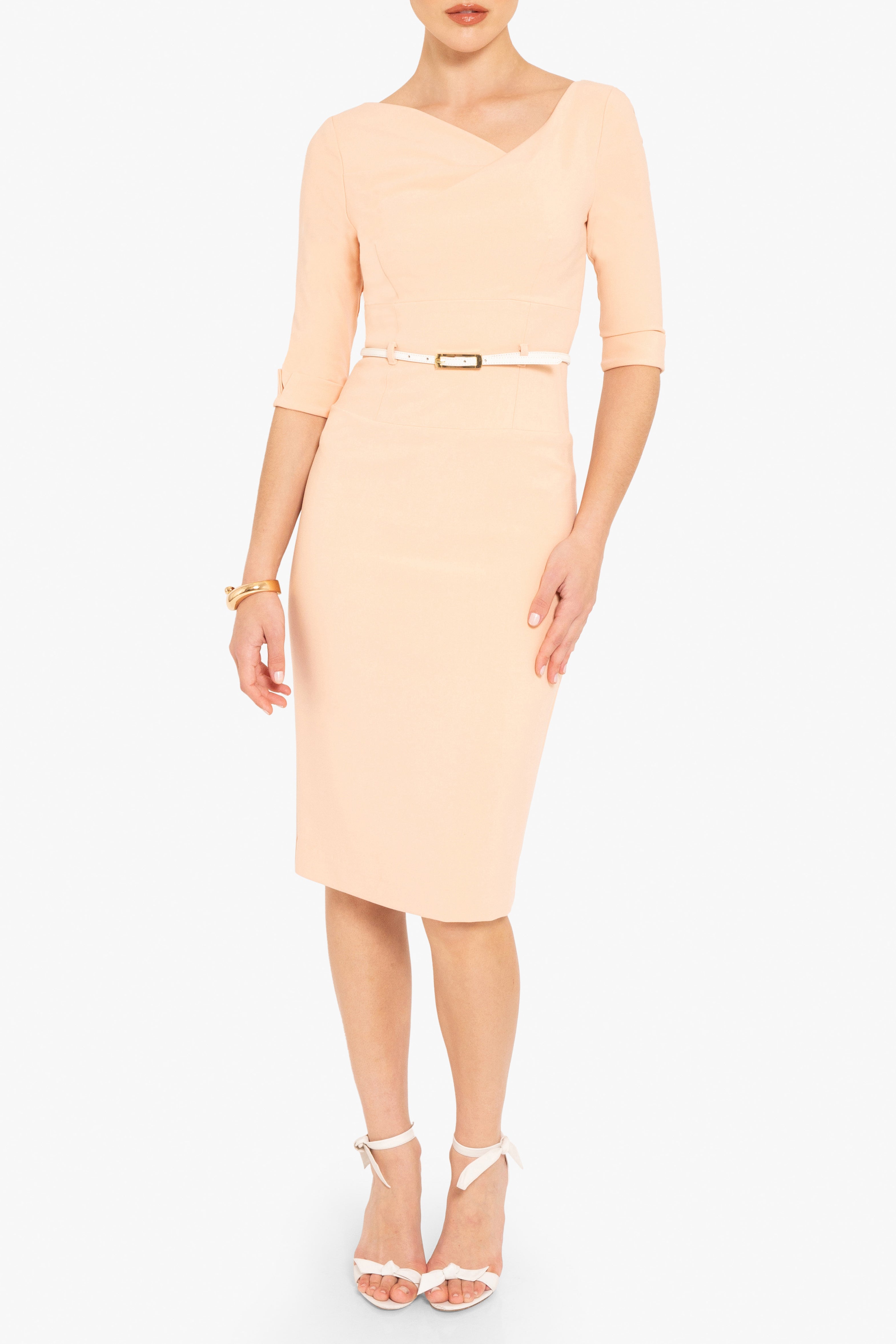 3/4 Sleeve Jackie O Sheath Dress-4411145912392