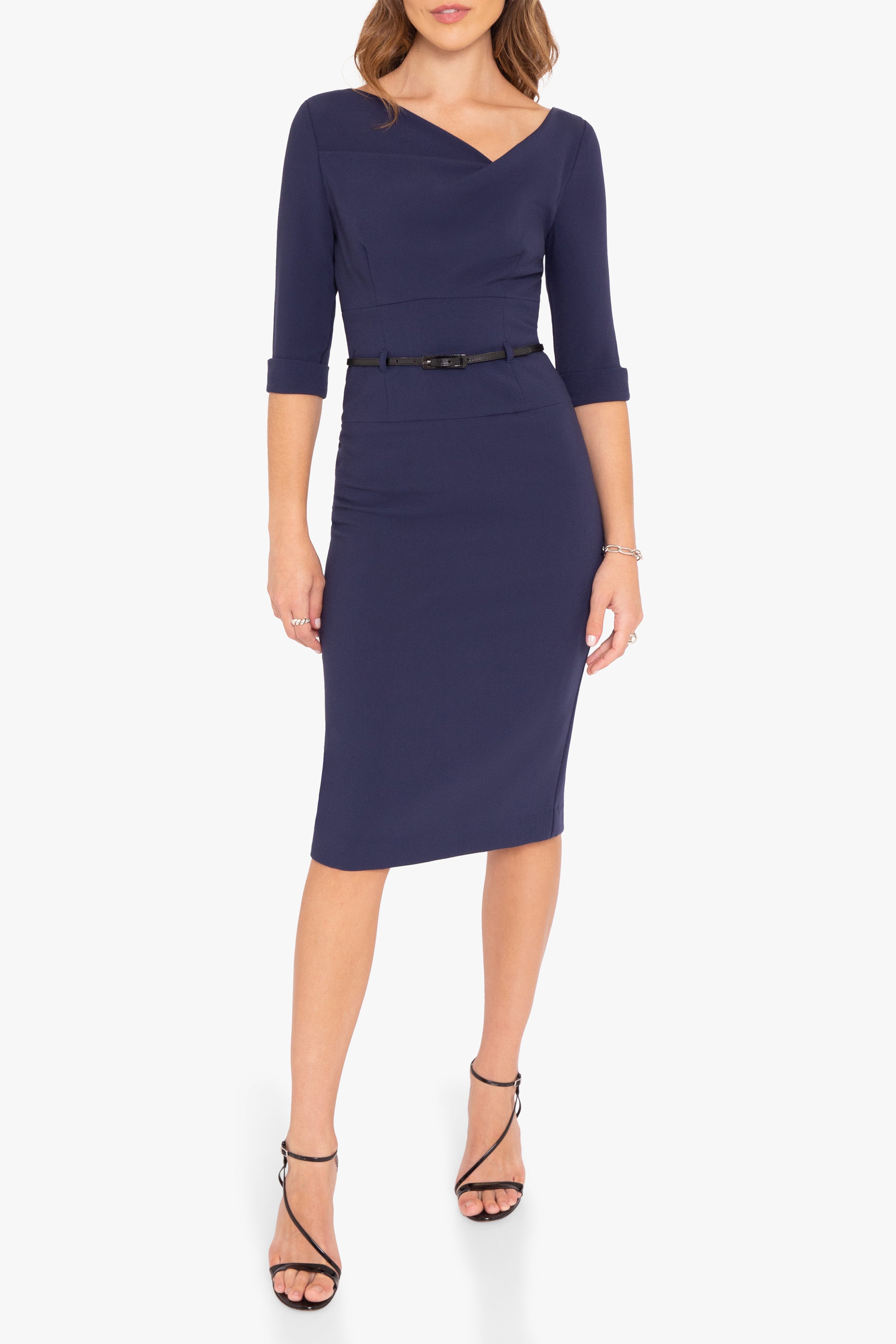 3/4 Sleeve Jackie O Sheath Dress-4411145912392