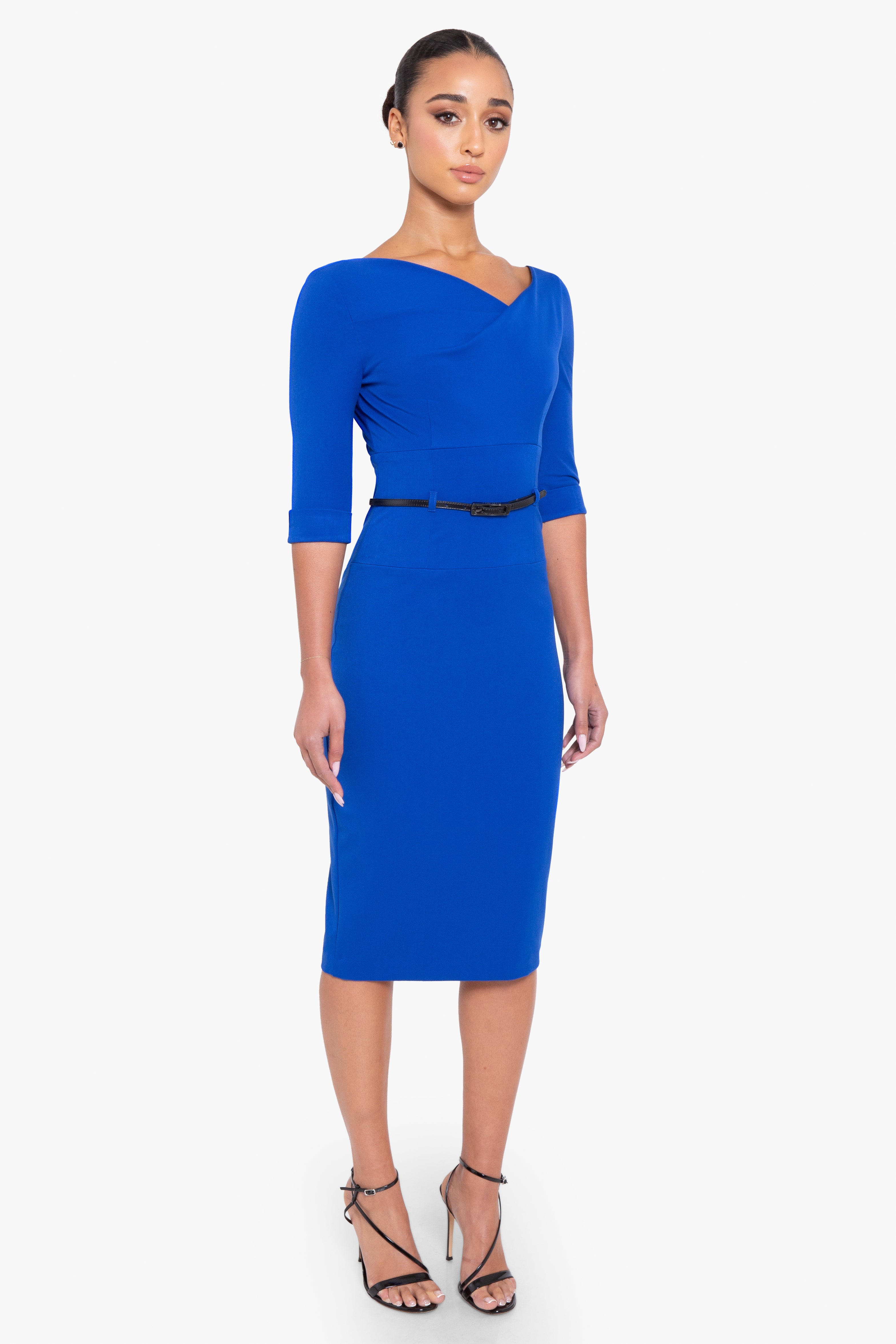 Classic 3/4 Sleeve Jackie O Sheath Dress-4411132182600