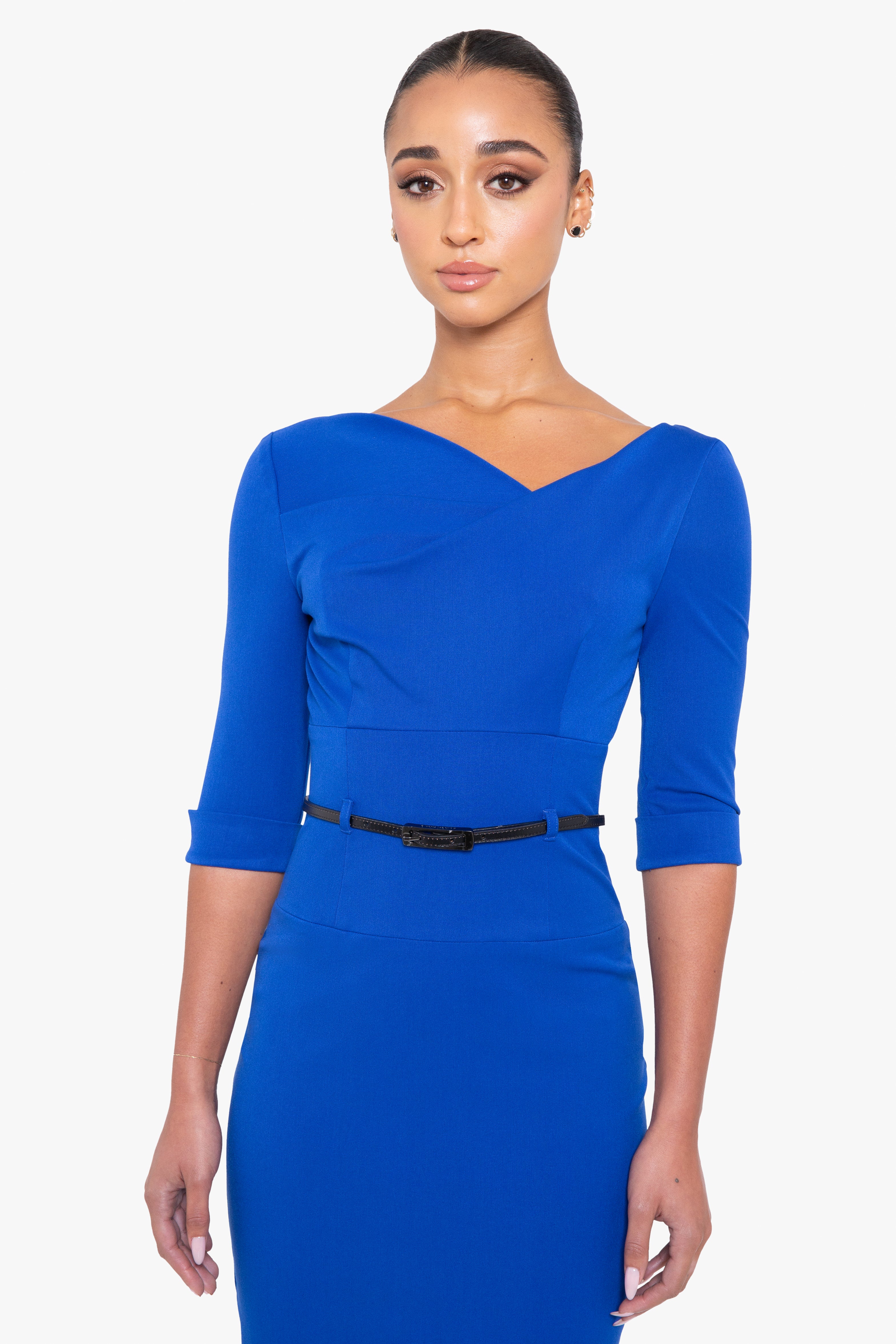 Classic 3/4 Sleeve Jackie O Sheath Dress-4411132182600