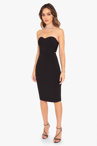 Black Halo Womens Cut-Out Strapless Cocktail Dress 